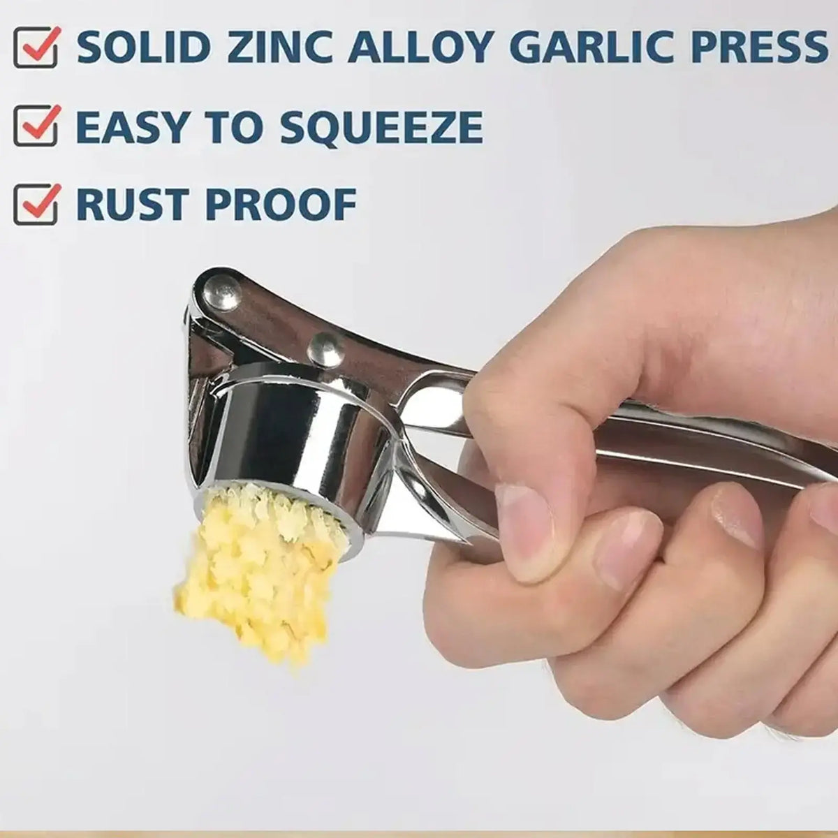 Stainless Steel 5-in-1 Garlic Press Multi-Tool - Durable and Easy-to-Clean Kitchen Utensil with Mincer, Crusher, Bottle Opener, Pit Remover, Ideal for Home Use and Gift Options