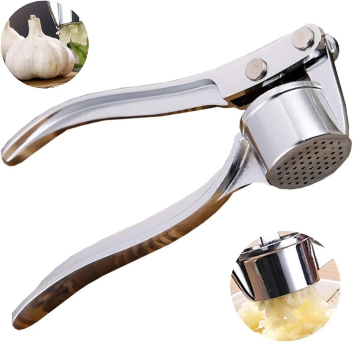 Stainless Steel 5-in-1 Garlic Press Multi-Tool - Durable and Easy-to-Clean Kitchen Utensil with Mincer, Crusher, Bottle Opener, Pit Remover, Ideal for Home Use and Gift Options