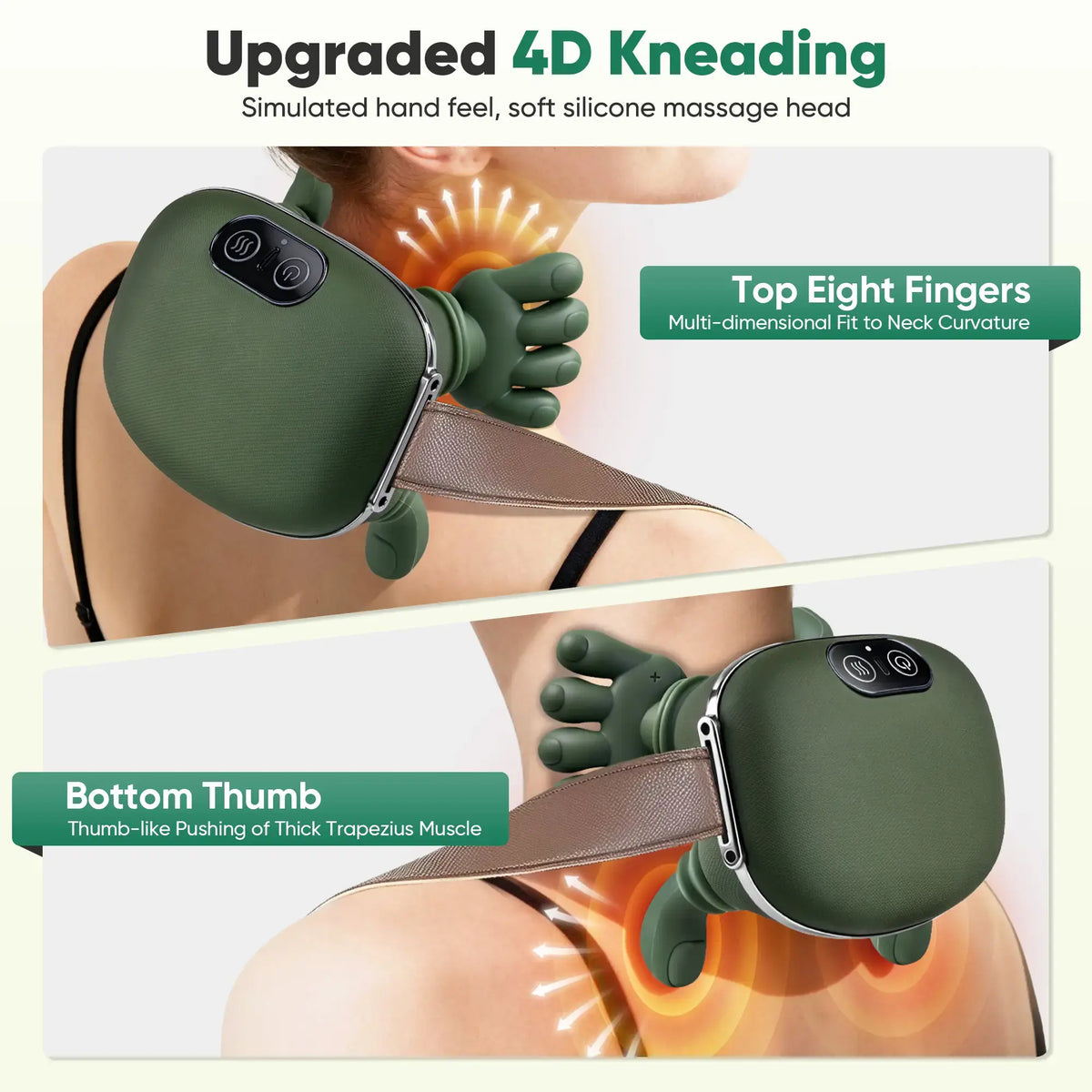 Advanced Brushless Motor Neck and Back Massager - Wireless Portable 3D Deep Tissue Kneading with Bionic Heating for Pain Relief - Ideal Gift for Legs, Neck, and Back Relaxation