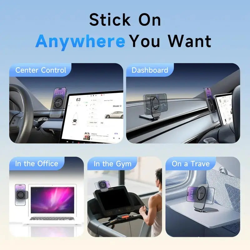 MagSafe Magnetic Car Phone Holder - 20Kg Dual-Sided Auto Accessory, Ultra-Thin Anti-Shake Dashboard Mount with 270°-360° Adjustable Rotation, No-View-Blocking Design, Compatible with iPhone 17 Pro Max and Most Smartphones