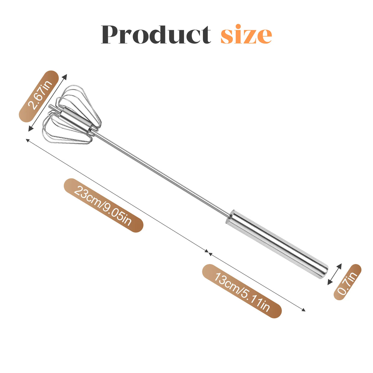Stainless Steel Hand-Push Rotary Whisk - Food-Grade, Rust-Resistant, Durable Riveted Design for Versatile Cooking, Blending, Whisking, Beating, and Stirring - Easy to Clean