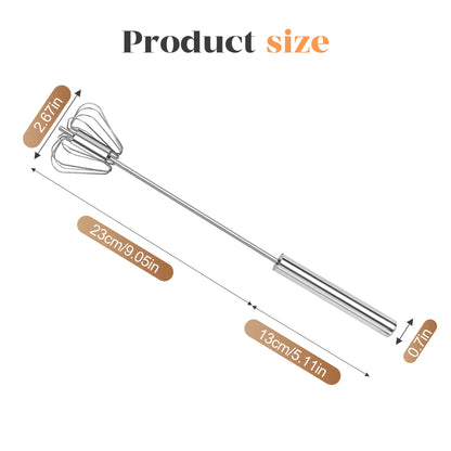 Stainless Steel Hand-Push Rotary Whisk - Food-Grade, Rust-Resistant, Durable Riveted Design for Versatile Cooking, Blending, Whisking, Beating, and Stirring - Easy to Clean
