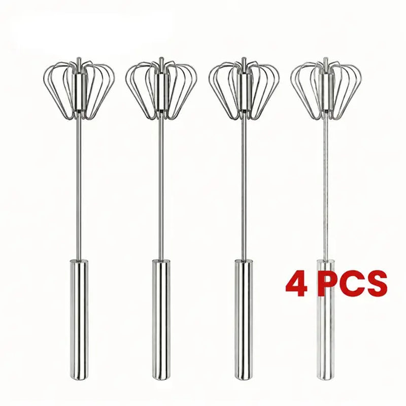 Stainless Steel Hand-Push Rotary Whisk - Food-Grade, Rust-Resistant, Durable Riveted Design for Versatile Cooking, Blending, Whisking, Beating, and Stirring - Easy to Clean
