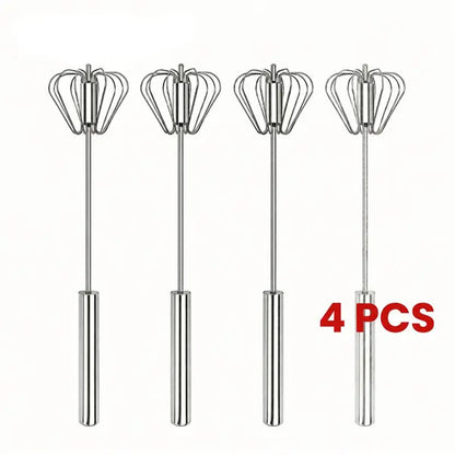 Stainless Steel Hand-Push Rotary Whisk - Food-Grade, Rust-Resistant, Durable Riveted Design for Versatile Cooking, Blending, Whisking, Beating, and Stirring - Easy to Clean