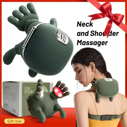 Advanced Brushless Motor Neck and Back Massager - Wireless Portable 3D Deep Tissue Kneading with Bionic Heating for Pain Relief - Ideal Gift for Legs, Neck, and Back Relaxation
