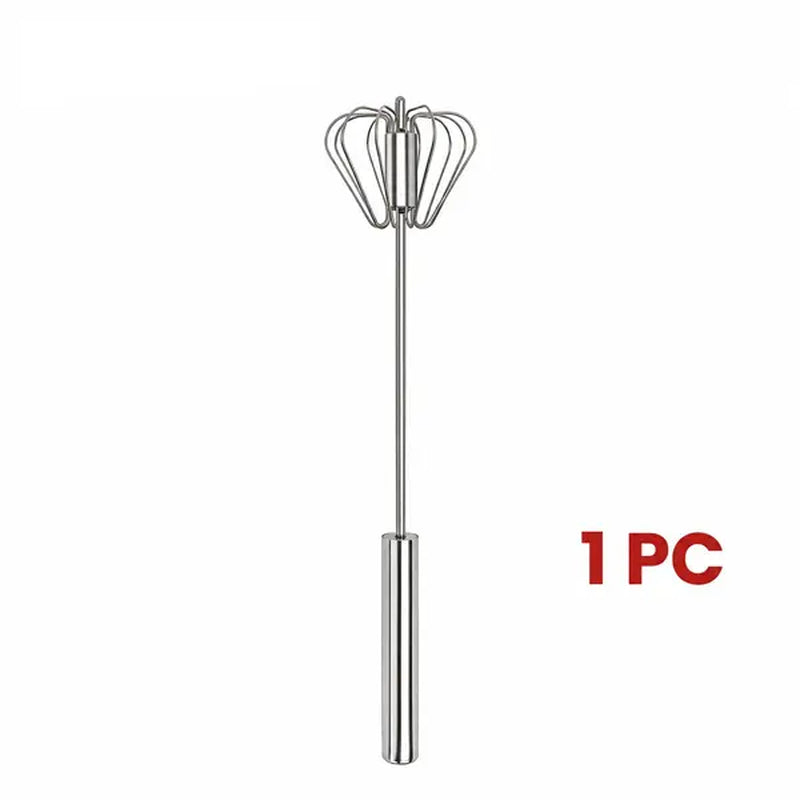 Stainless Steel Hand-Push Rotary Whisk - Food-Grade, Rust-Resistant, Durable Riveted Design for Versatile Cooking, Blending, Whisking, Beating, and Stirring - Easy to Clean