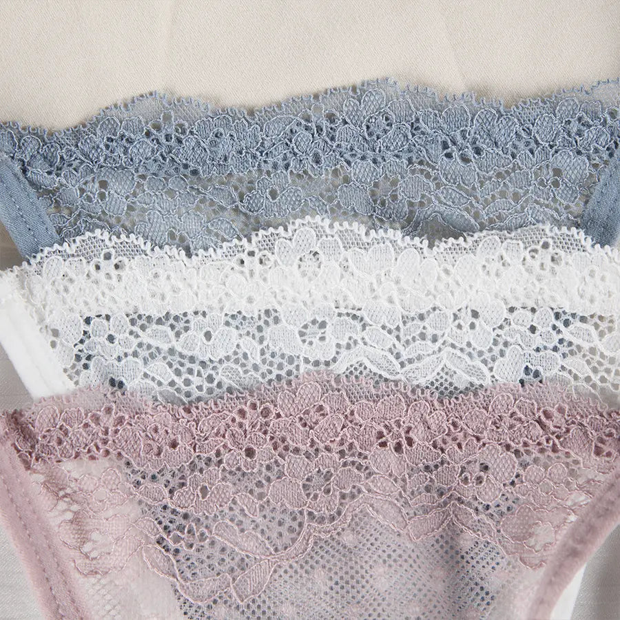Women's Lace Thong Panties - Low-Rise Lingerie with Adjustable Waistband, Sheer Floral Lace T-Back, Soft and Breathable Everyday Intimates (Available in 7 Colors)
