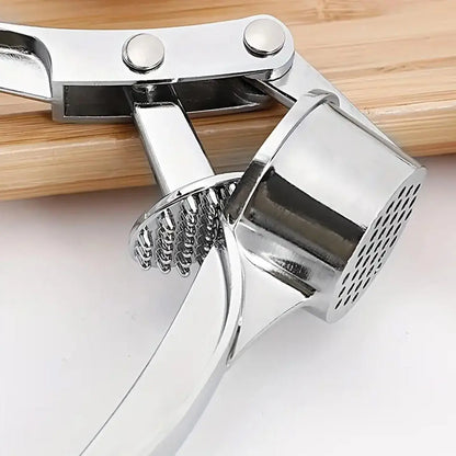 Stainless Steel 5-in-1 Garlic Press Multi-Tool - Durable and Easy-to-Clean Kitchen Utensil with Mincer, Crusher, Bottle Opener, Pit Remover, Ideal for Home Use and Gift Options