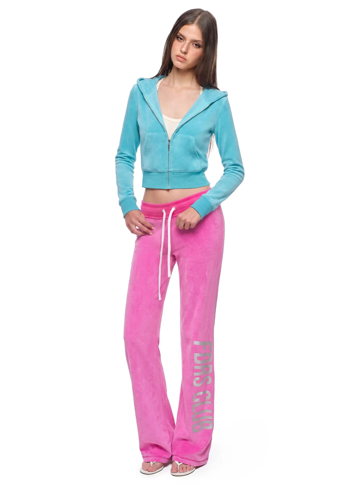 FDR Women's Candy Color Long Sleeve Top, Tank Top, and Low Rise Flare Pants Set - Fitted Y2K Casual Three-Piece Ensemble