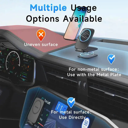MagSafe Magnetic Car Phone Holder - 20Kg Dual-Sided Auto Accessory, Ultra-Thin Anti-Shake Dashboard Mount with 270°-360° Adjustable Rotation, No-View-Blocking Design, Compatible with iPhone 17 Pro Max and Most Smartphones