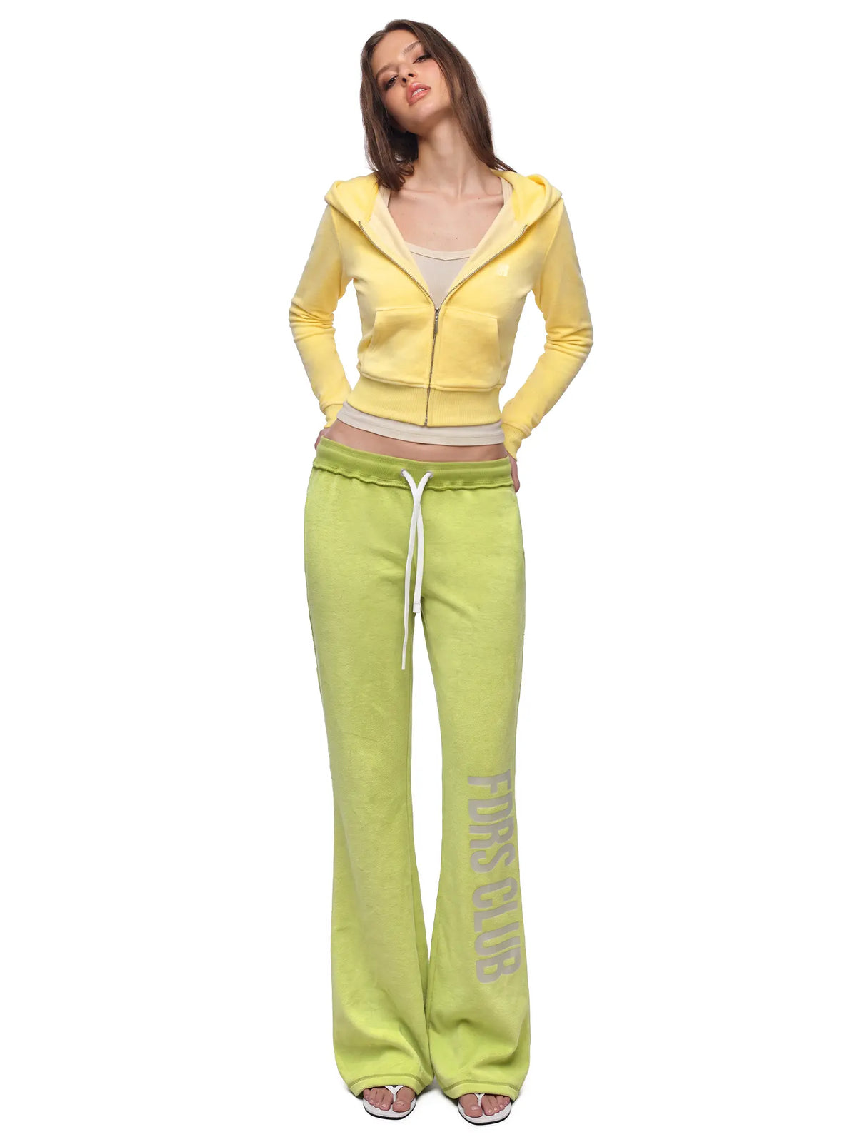FDR Women's Candy Color Long Sleeve Top, Tank Top, and Low Rise Flare Pants Set - Fitted Y2K Casual Three-Piece Ensemble