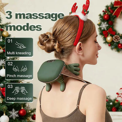 Advanced Brushless Motor Neck and Back Massager - Wireless Portable 3D Deep Tissue Kneading with Bionic Heating for Pain Relief - Ideal Gift for Legs, Neck, and Back Relaxation