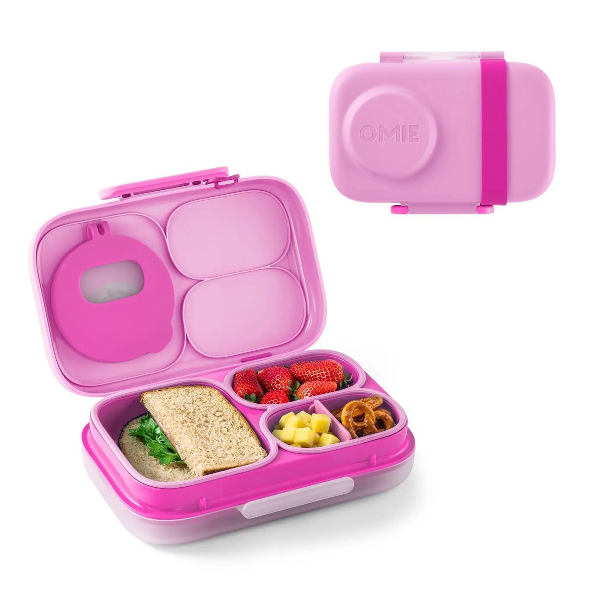 Omiebox Lite Plastic Bento Box for Cold Lunches - Includes Cooling Pack, Treasure Pocket, and Meal Prep Snack Containers - Ideal for Back to School