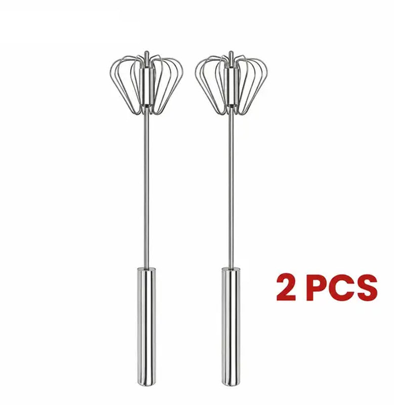 Stainless Steel Hand-Push Rotary Whisk - Food-Grade, Rust-Resistant, Durable Riveted Design for Versatile Cooking, Blending, Whisking, Beating, and Stirring - Easy to Clean