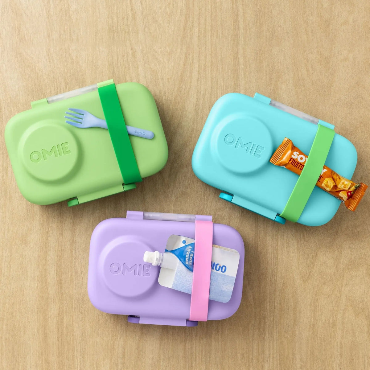 Omiebox Lite Plastic Bento Box for Cold Lunches - Includes Cooling Pack, Treasure Pocket, and Meal Prep Snack Containers - Ideal for Back to School