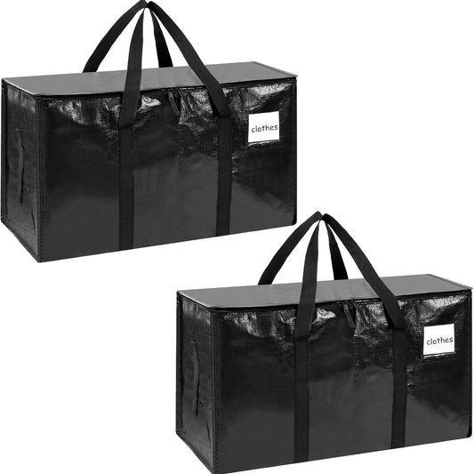 Extra Large 25-Gallon Heavy-Duty Zippered Storage Bags - 6-Pack, Waterproof Foldable Organizers with Reinforced Handles and Tag Pockets, 29"L x 14"W x 13"H, 65 lbs Capacity for Moving and Closet Organization
